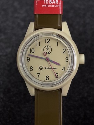 Citizen Q&Q SmileSolar Watch Solar 10ATM Beige Brown Unisex 32mm RP01-J013 - New