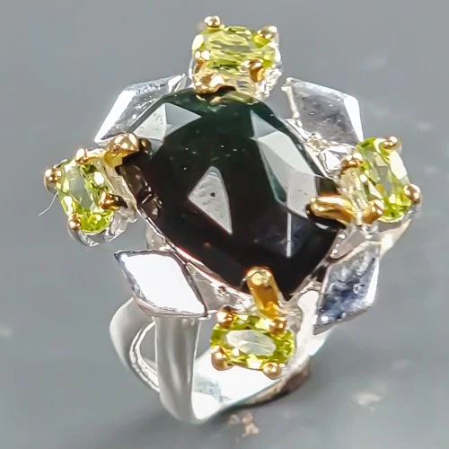 Vintage ring Natural Black Opal Ring 925 Sterling Silver Size 7.5 /R442215