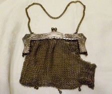 Victorian ANTIQUE German Silver LADIES PURSE Metal CHAIN MESH Handbag