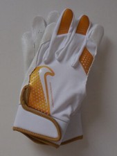 Nike Hyperdiamond Batting Gloves 2.0 White/White/Gold/White YOUTH Large