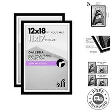 12x18 Poster Frame with Polished Plexiglass - Set of 2 - Use as 11x17 Frame w...