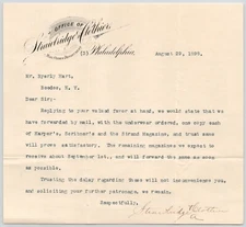 1898 Strawbridge Clothiers Mail Order Department Philadelphia PA  Letterhead