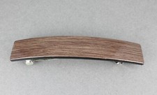Dark Brown barrette wood grain pattern rectangle hair clip accessory 4.25" long