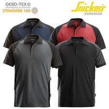 Mens Snickers Workwear Black Red Blue Grey Two Coloured Polo Shirt T-Shirt 2750