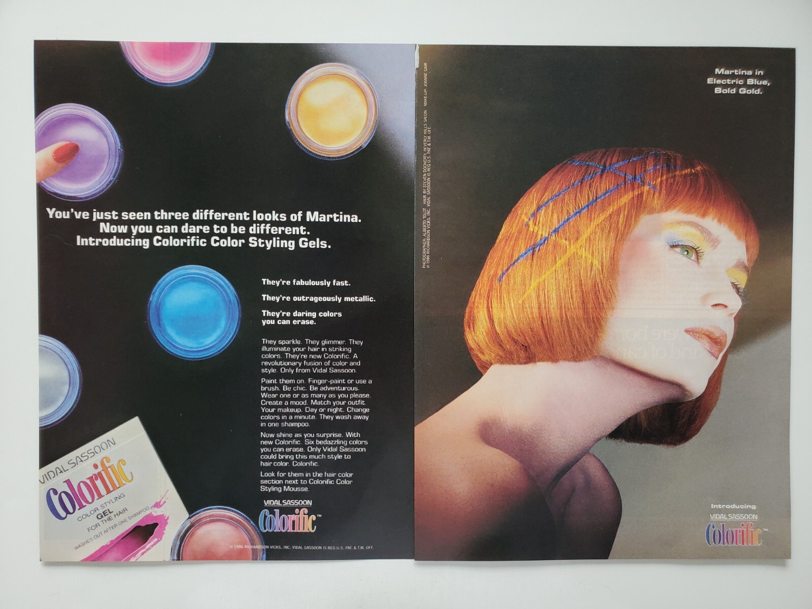 Vidal Sassoon Colorific Hair Styling Gel 1986 Vintage Print Ad | eBay
