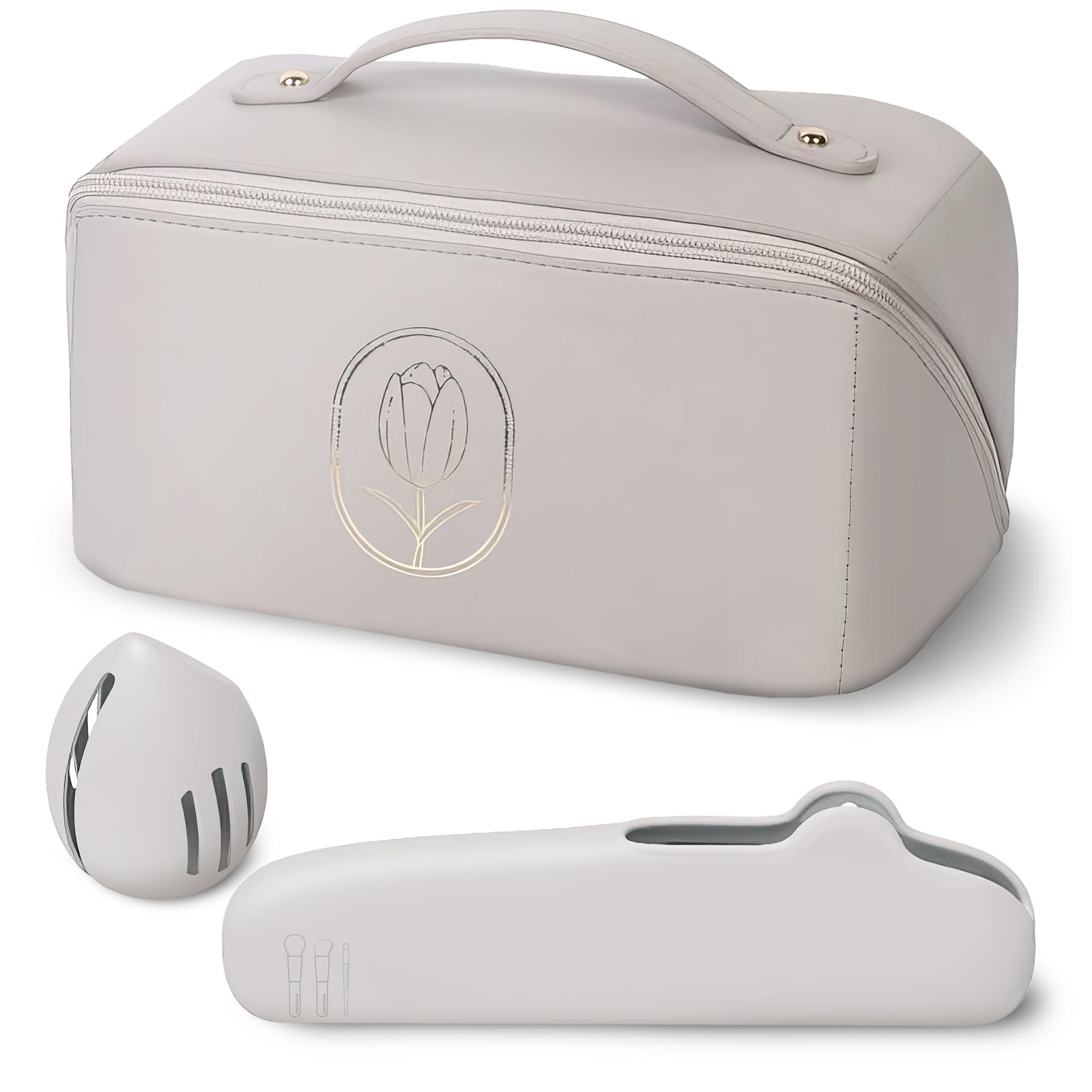Levitural Large Waterproof PU Leather Travel Makeup Bag with Spacious Capacity