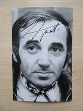 Charles Aznavour autograph signed 9x14 cm postcard