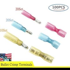100Pcs Heat Shrink Bullet Wire Connectors 22-10AWG Male Female Crimp Terminals