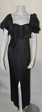 PURE SILK VINTAGE GOWN  LOOK  CUSTOM MADE BEAUTY BLACK HUGE SLEEVES