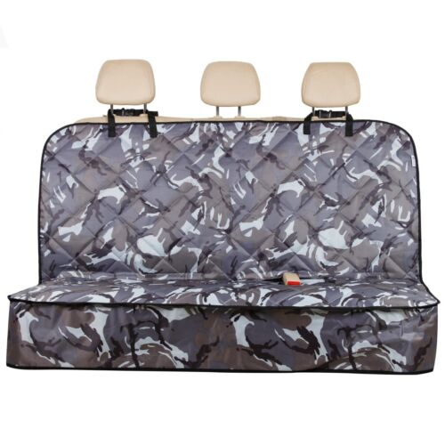 FOR RENAULT CLIO - Grey Camouflage Quilted Pet Cat Dog Rear Seat Cover - Picture 1 of 5