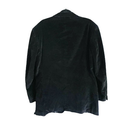 Monsieur Adolfo Corduroy Blazer Sport Coat Jacket Mens 44L Black Cable 2 Button - Picture 2 of 14