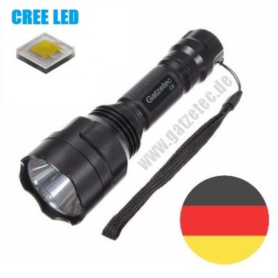 Gatzetec C8 CREE XP-L V3 HI LED Taschenlampe optional Set extrem hell