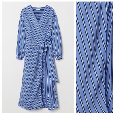 Bloggers Fave! H&M Blue Striped Wrap-Front Dress | eBay