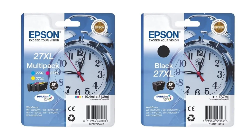 Epson 27XL ou normal en Multipack ou cartouche séparés serie Réveil original - Imagen 1 de 1