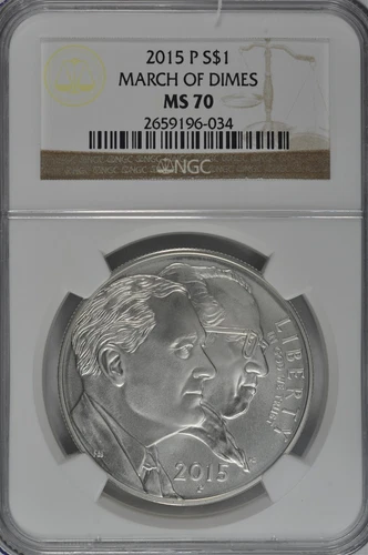 2015 P March of Dimes Uncirculated Silver Dollar NGC MS70 Brown Label