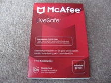 McAfee LiveSafe 2025 Unlimited Devices, Antivirus Internet 1-Year. Sealed Box!