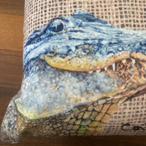 Carolines Treasures Alligator Fabric Decorative Pillow 14” Square Indoor Outdoor - Picture 2 of 7