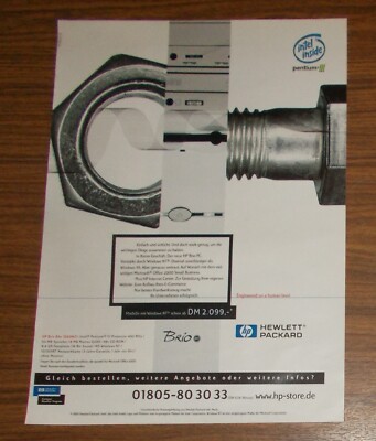 Seltene Werbung HEWLETT-PACKARD HP BRIO BAx Intel Pentium III PC 1999