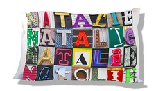 NATALIE Personalized Pillowcase featuring photos of actual sign letters