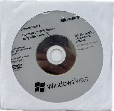 Microsoft Windows Vista 32/64 Bit with Service Pack 1 X14-34250
