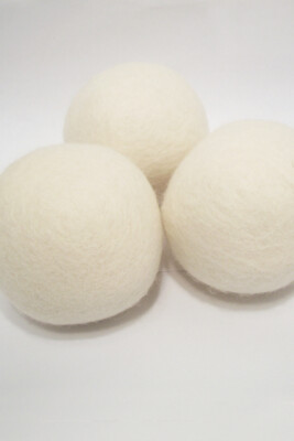 3-PACK - XL Organic Wool Dryer Balls - Premium Quality 100% New Zealand Wool