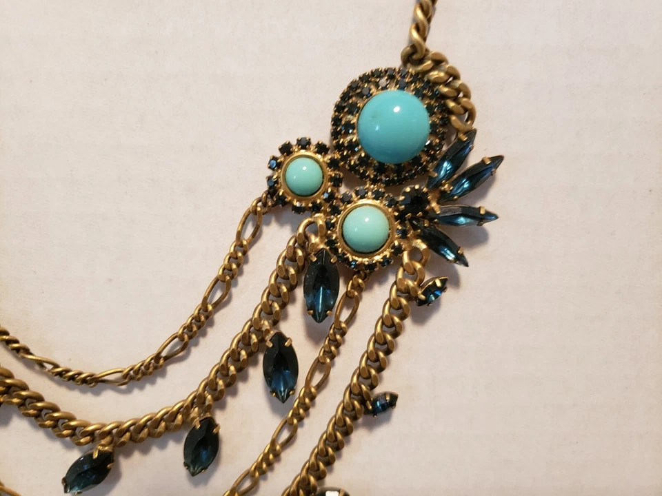 Collar Elizabeth Cole Distintivo Cristal Azul Turquesa 16 a 18" Ajustable  Foto 2 de 4