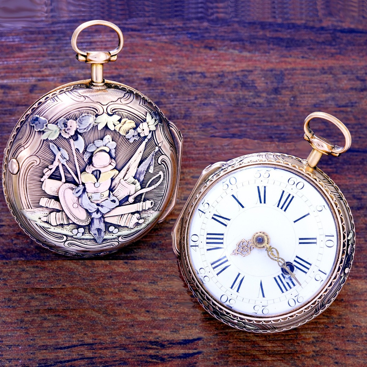 Antique 1770s Griebel Verge Fusee Pocket Watch Rare 18K