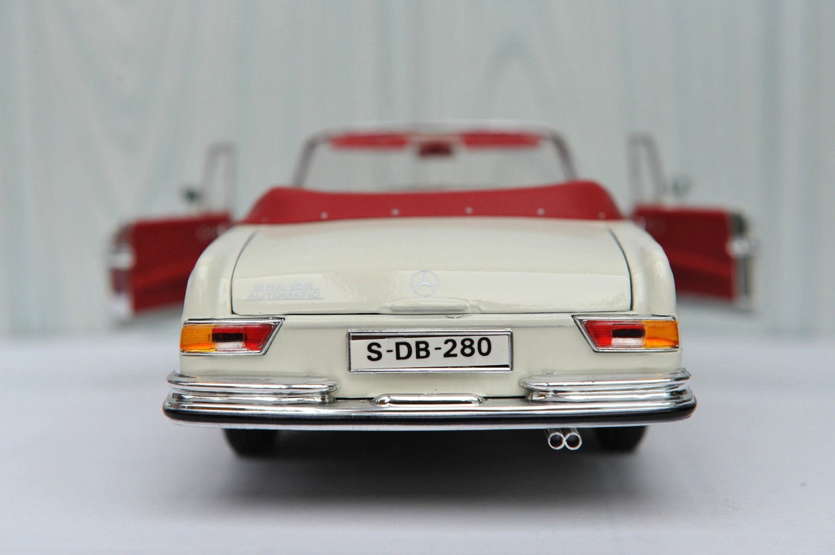 Maisto 1/18 – Mercedes Benz 280 SE 1966 Rouge – Collection LJ818 – Occasion (boîte Abîmée)