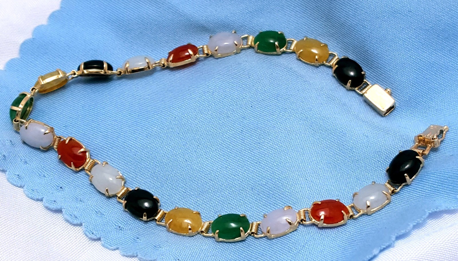 Unique 14K Solid Yellow Gold Designer Multi Color… - image 1