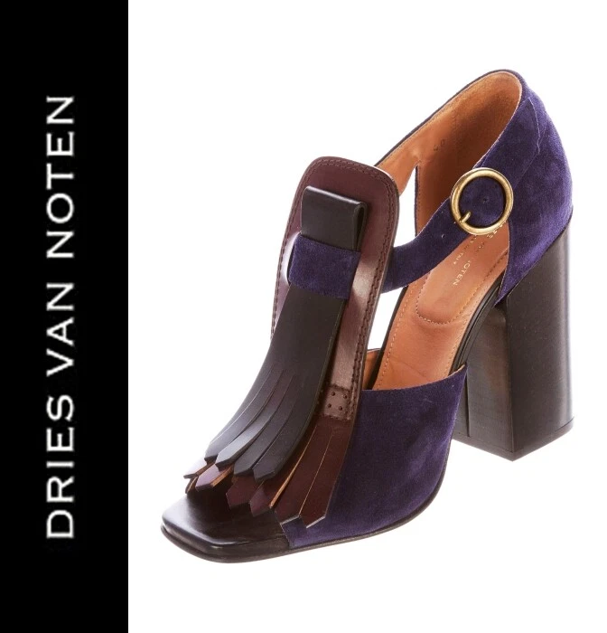 VANS Décolleté Dries Van Noten Kiltie viola scamosciate pelle marrone US 6 5 7 IT 37 $570