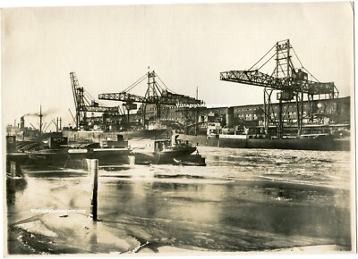 G468 Foto Bremen 30er Jahre Stadt Hafen Schiff Kran Dock Gebäude Kali - Silo 