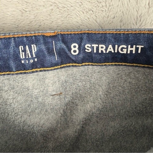 NEW Gap Kids Cozy Fleece Lined Jeans Straight Git Blue Denim Soft Warm Boys 8 - Picture 2 of 9