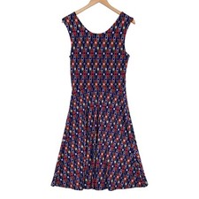Banana Republic Sheath Dress Womens Medium Multi Geo Print Sleeveless Stretch