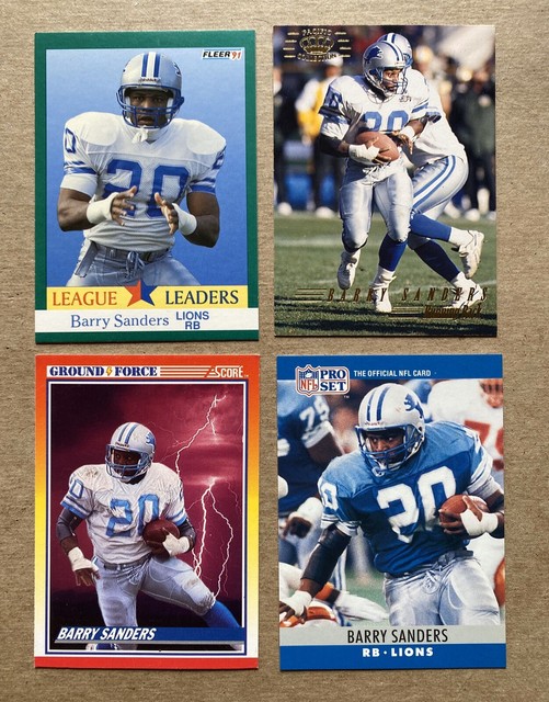 BARRY SANDERS Lot 4 Cards 90 Proset Score 91 Fleer 94 Pacific 