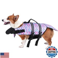 Dog Life Jacket Ripstop Pet Safety Floatation Vest Adjustable Dog Life Preser