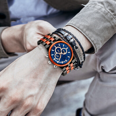 Richwood WoodWatch for Men Handmade Men's Wooden Watch Relogio Chronograph Watch