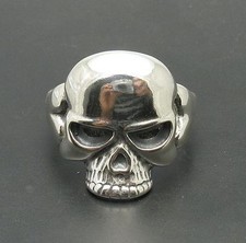 Anello in vero argento sterling teschio solido punzonato 925 fatto a mano