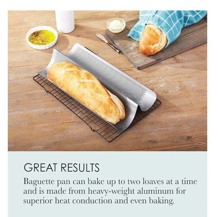 NEW Chicago Metallic Commercial II Perforated French Bread Pan 3 PANS = 6 LOAVES