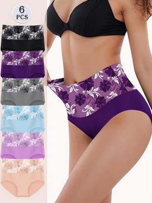 6 Pack Women Underwear Panties Multi Color Pant Set High Waist Women's Panties