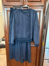 Rhone Women's Size Large Navy Corduroy Velour Lounge Set Sweatshirt & Pants