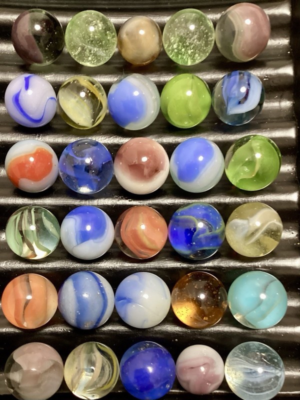 Very Nice Group Of 30 Vintage Marbles, 5/8”(+r-) M/NM