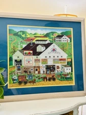 Framed Peppercricket Farms Crewel Stitch Kit 23 X 27 size