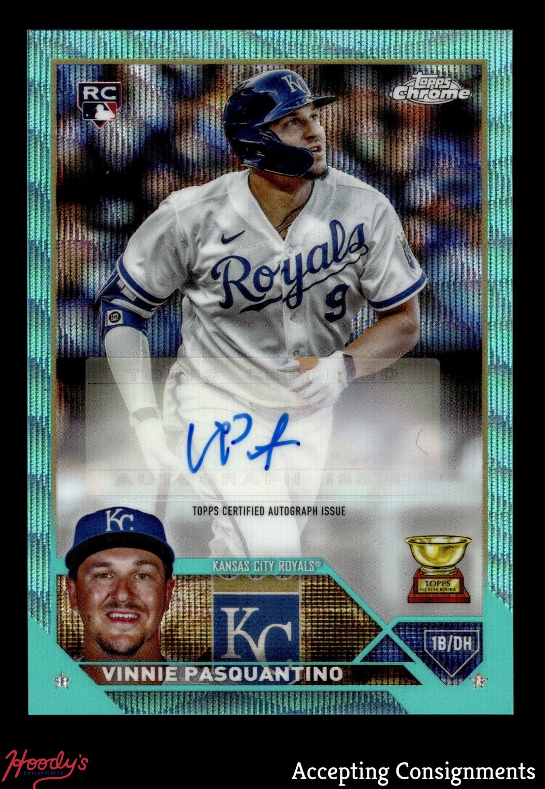 2023 Topps Chrome UPD Aqua Wave Refractor Vinnie Pasquantino RC ROOKIE AUTO /199