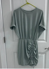 Express Sage Green Gathered Mini Dress, Size S
