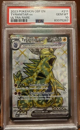 2023 Obsidian Flames Tyranitar EX Ultra Rare Card 211/197 PSA 10 Gem Mint