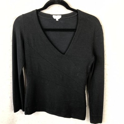 MaxMara Sweater Womens S Black V Neck Stretch Knit Slim Fit Italy Minimalist