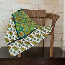 African Khanga, Leso, Beach Wrap, Pareo, Sarong, Scarf, Shawl, Teal/Blue, Green