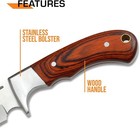 Elk Ridge Hunter Knife Clip Point Blade Brown Wood Handle + Leather Belt Sheath — photo 4