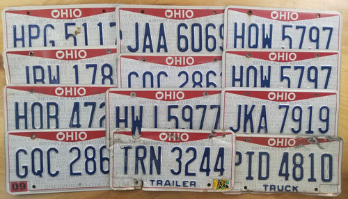 Vintage OHIO LICENSE PLATE - LOT OF 12 for Crafts