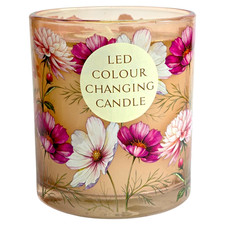 Candlelight Summer Fragrance Scented Candle, Pink Freesia Floral, LED Light Up
